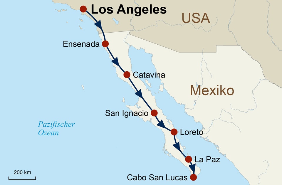 StepMap Karte USA Motorradreise - Baja Mexiko Motorradtour