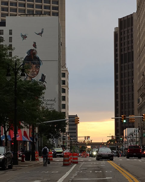 Sonnenuntergang in Detroit