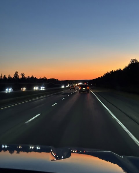 Sonnenuntergang auf dem Rückweg